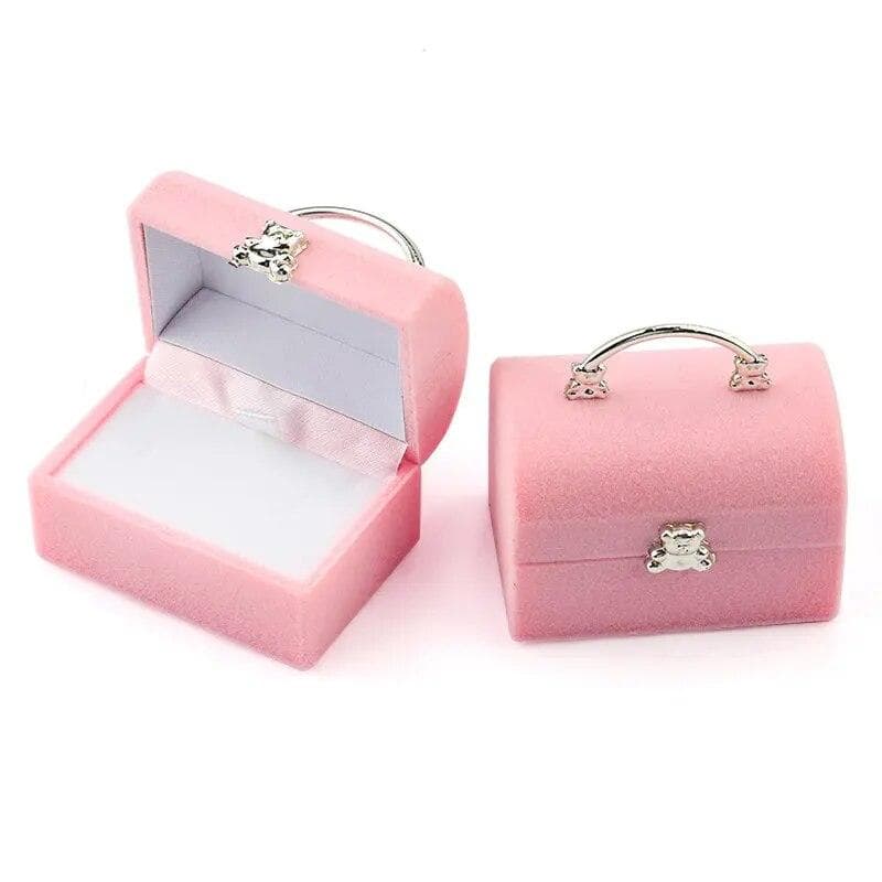 Small Box Velvet box Necklace Display Box Cute Bear Gift box Container Case for Packaging pink