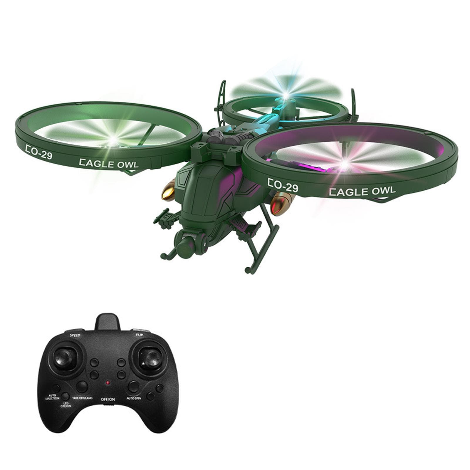 Remote Control Drone with Camera 480P 2.4GHz Remote Control Drone One click Takeoff no camera - 1 battery black