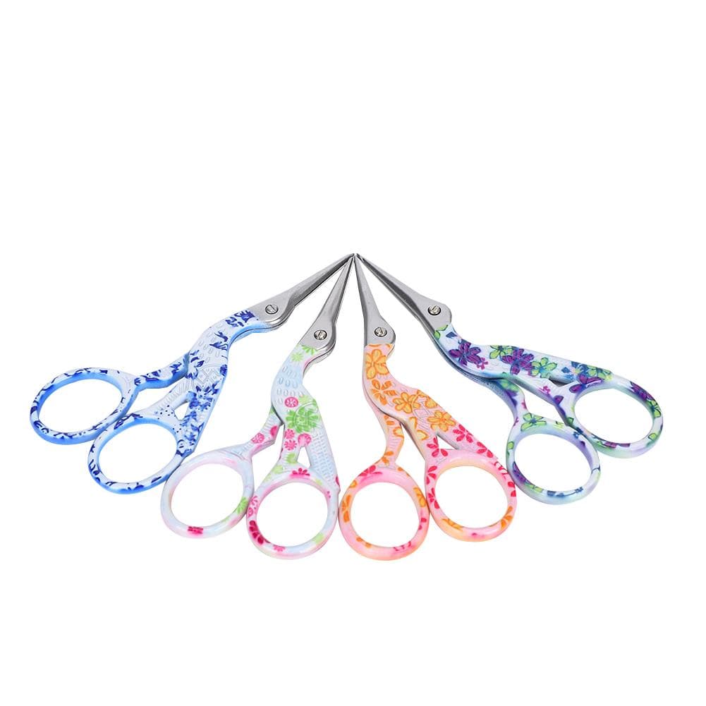 4Pcs CraneShaped Scissors CrossStich Embroidery Retro Sewing Thread Yarn Tea Scissors 3.5in