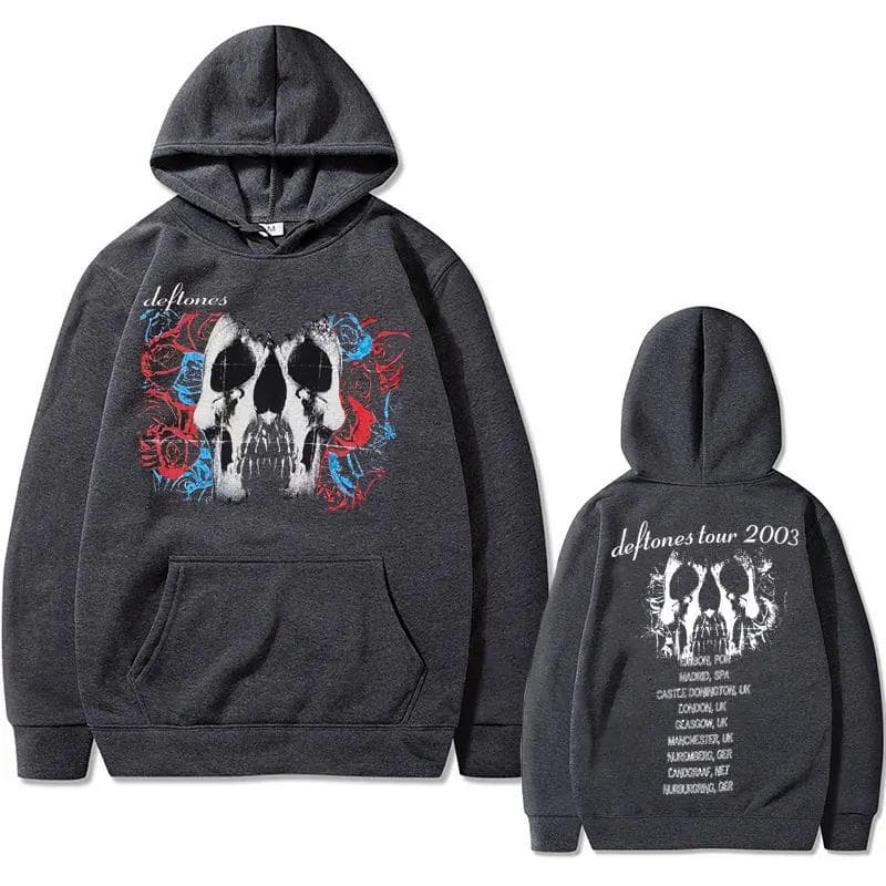 Deftones Skull Double Sided Graphic Hoodie XL dark grey