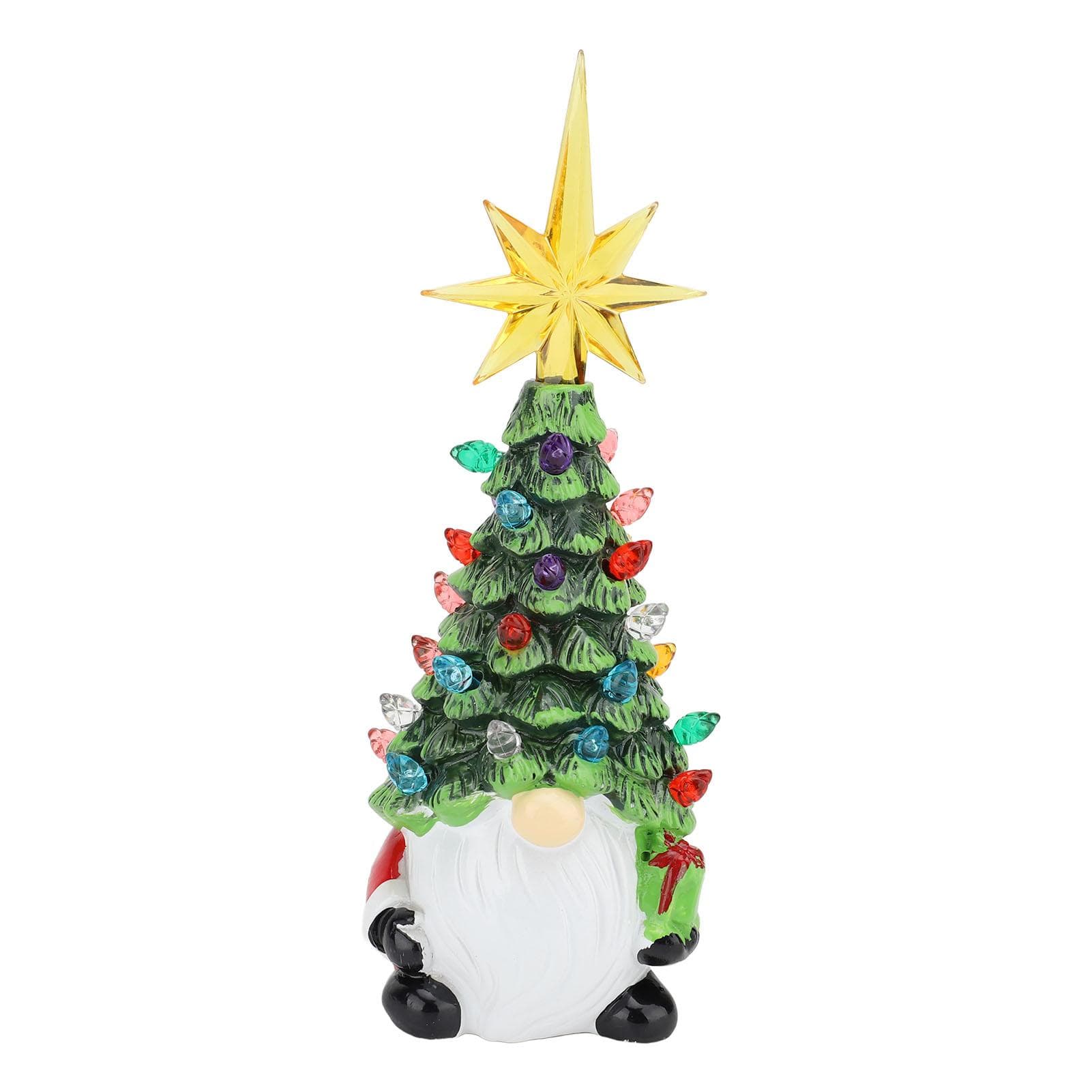 Dwarf Xmas Tree Decoration Resin Colorful Light Compact Gnomes Xmas Tree Ornament for Home