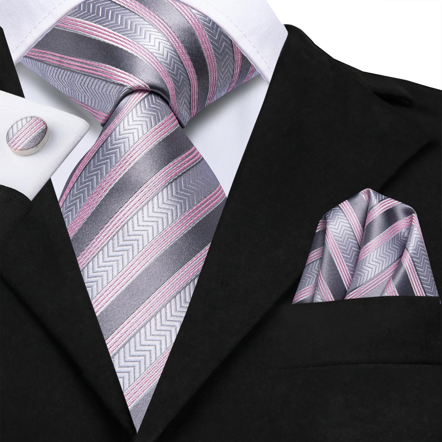 Hi-Tie Men's Silk Tie Diamond Check Ties Satin Solid Color Violet Prom Party Wedding Set N-3849