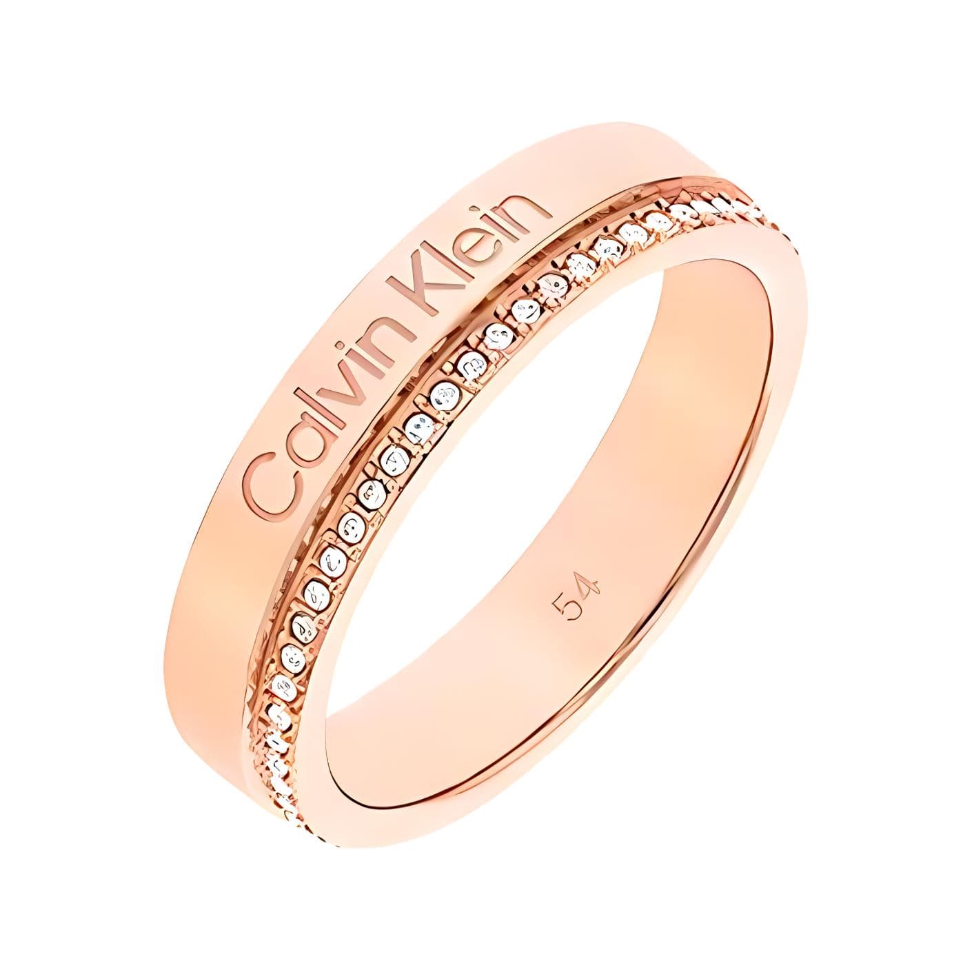 Calvin Klein Starry Sky Collection Crystal Inlaid Ring Unisex rings Rose-Gold KJ06PR1401 #8,Parallel Lines