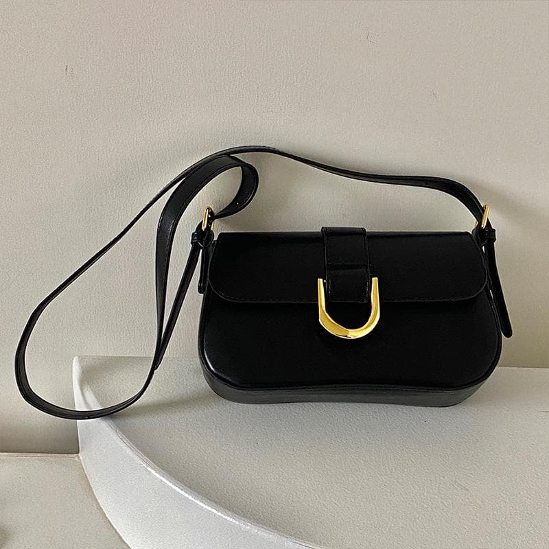 Handbag Woman Vintage Burgundy Horseshoe Buckle Fashion Tote Armpit Single Shoulder Crossbody Bag black