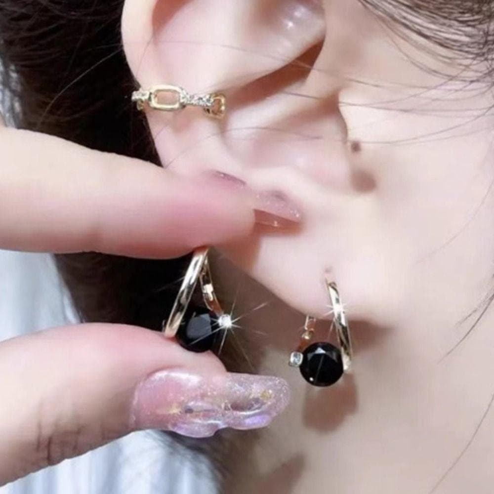 For Weight Loss Lymphatic Magnetotherapy Earrings Lymphatic Drainage Ear Stud For Women S-black