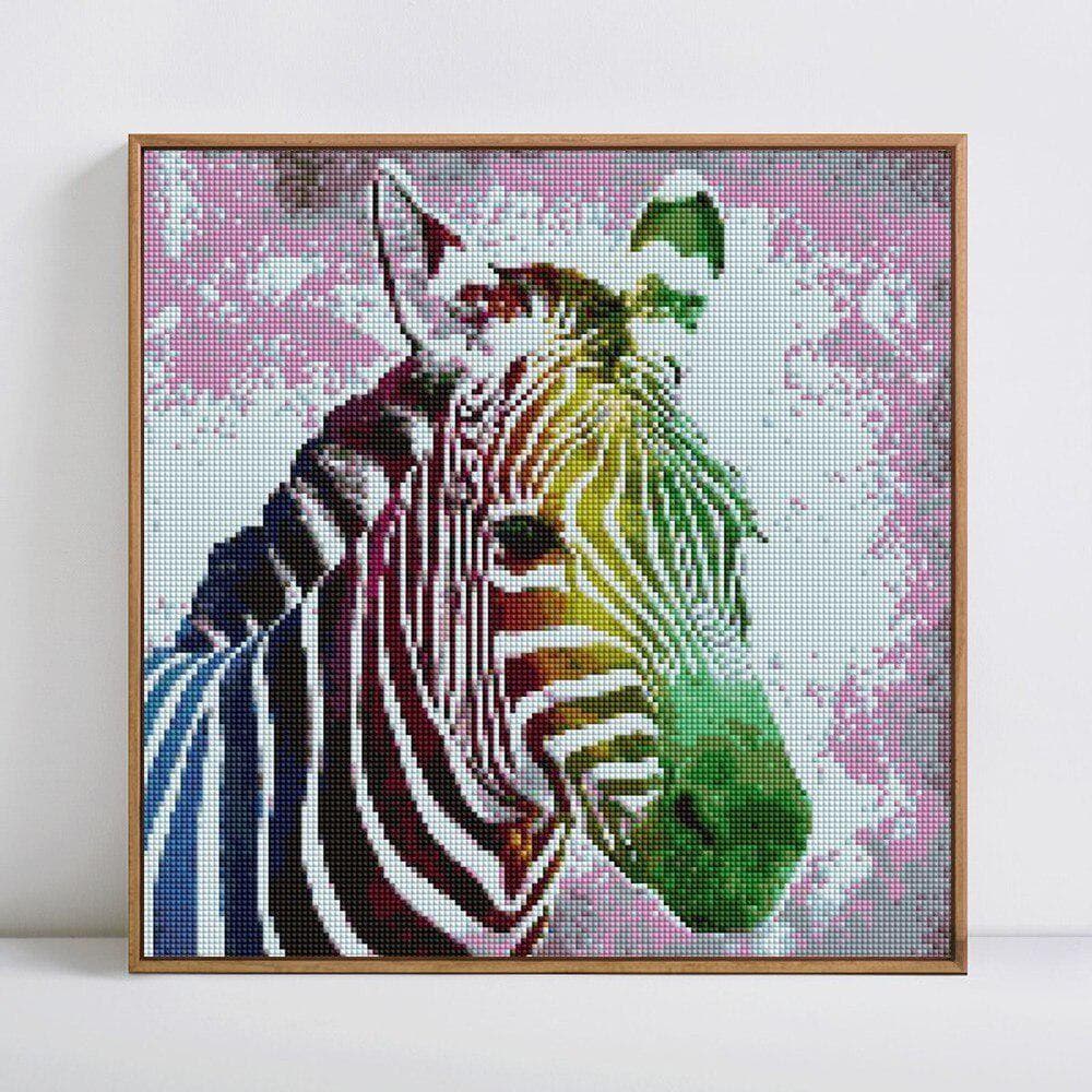 Cross Stitch Full Round Diamond Painting Animal 5D DIY Drill Zebra Diamond Embroidery 30x30CM