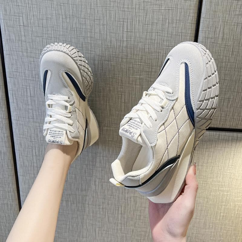 Color Matching Old Shoes Women Spring New All-match Thick-soled Retro Casual Sports Moral Training Shoes 40
