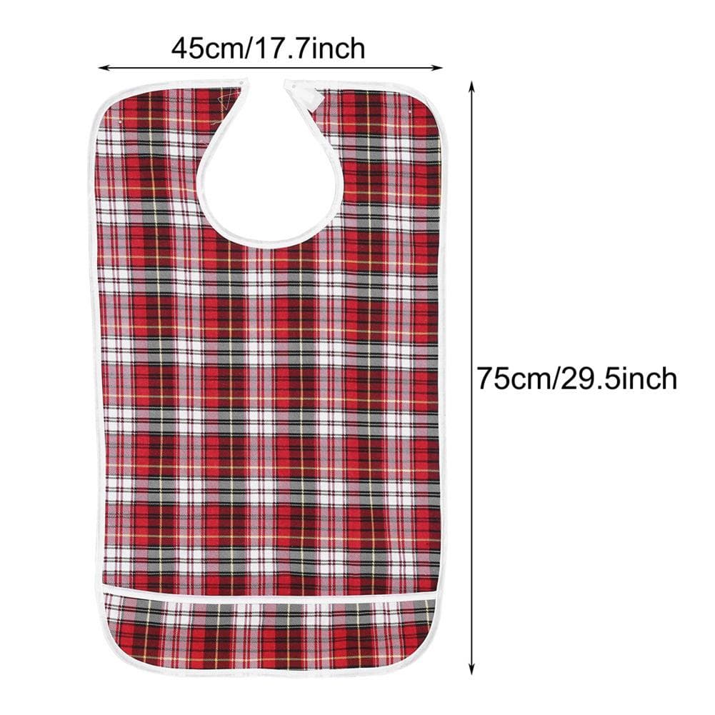 Waterproof Adult Elder Mealtime Bib Washable Pocketed Dinning Aid Clothing Protector blue