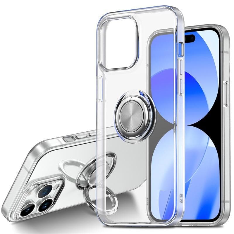 Applicable To IPhone15 Transparent Mobile Phone Case Apple 14 Ring Bracket 13Pro Max Anti-fall Full-cover Soft Shell XR Samsung S24Ultra