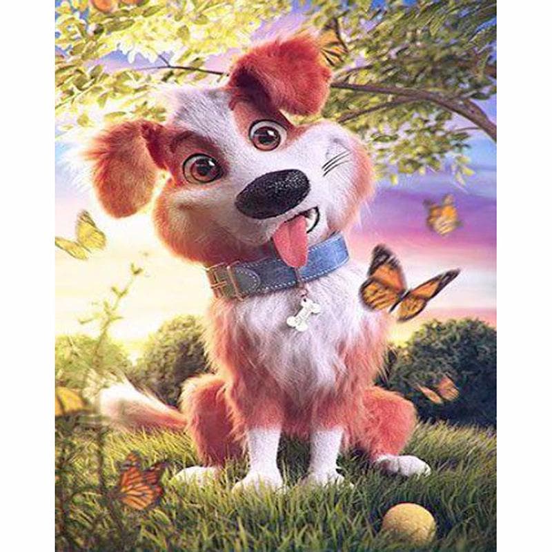 Diamond Painting Dog Animal Diamond Painting Scenery Full Round Cross Stitch Crystal Wall Painting 20X30CM