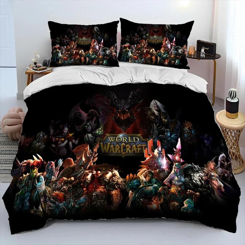 3D Print Game World Warcraft WOW Bedding Set Duvet Cover Bed Set Quilt Cover Pillowcase Comforter king Queen Size Boys Adult AU King 240x210cm