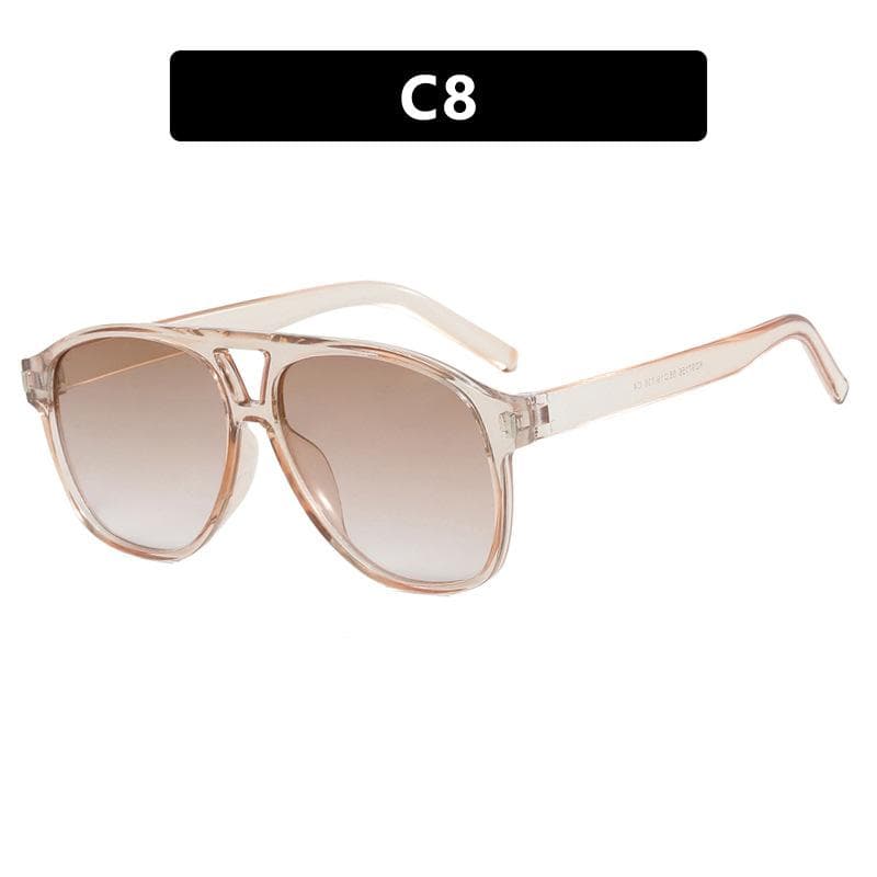 Vintage Double Bridges Square Sunglasses UV400 Ocean Lens Fashion Eyewear for Men Women Trendy Rivets Sun Glasses 1PC