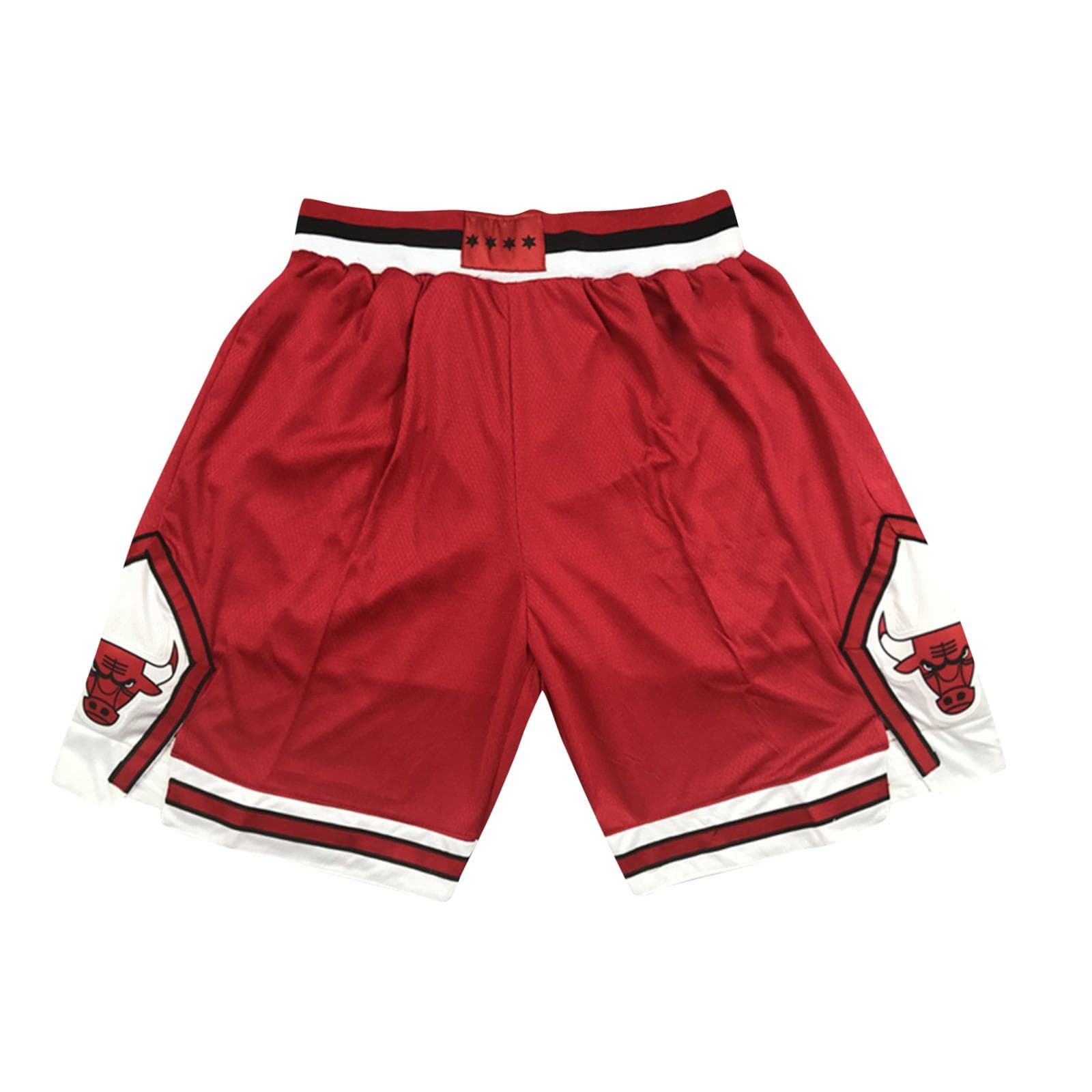 Bulls Retro Embroidered Drawstring Cropped Basketball Shorts Training Shorts L red