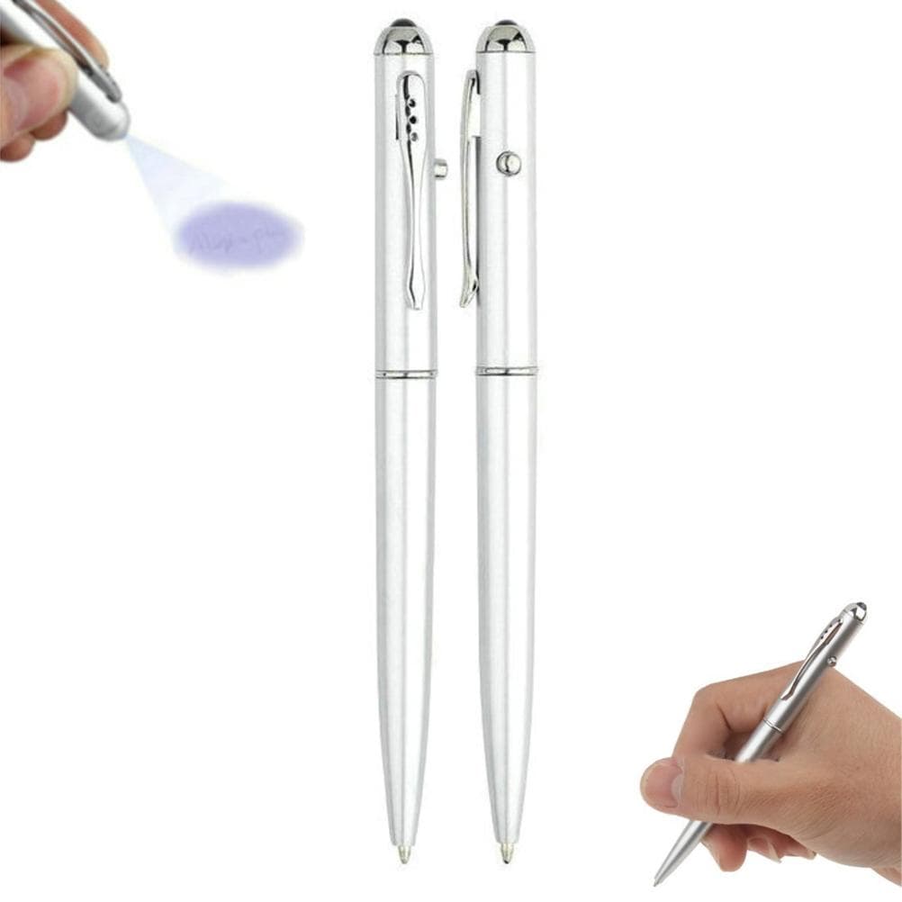 2Pcs Invisible Ink Pen with UV Light for Secret Message Counterfeit Bill Detector Pen Party Favors