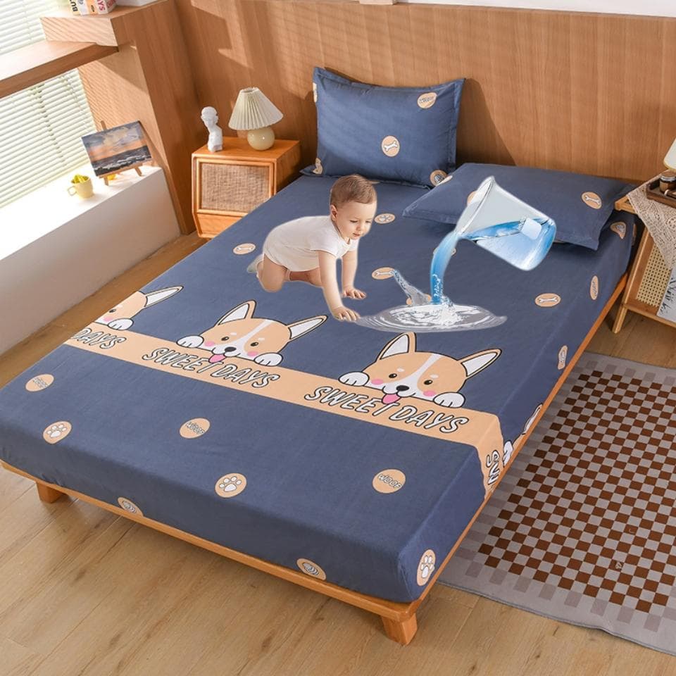 100% Waterproof Cute Dog Bed Fitted Sheet Nordic Adjustable Mattress Covers Four Corners With Elastic Band Multi Size Bed Sheet Twin