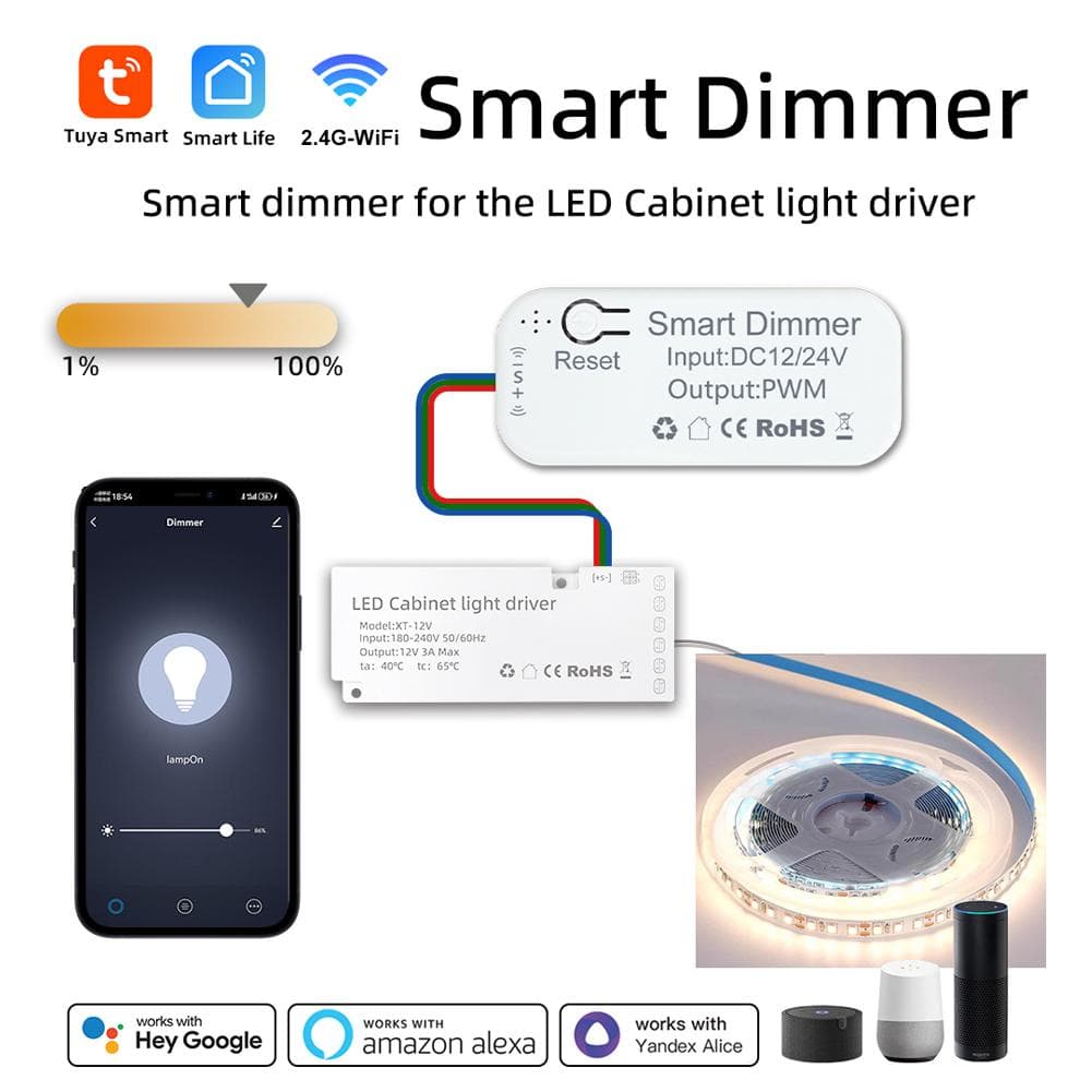Tuya WiFi Dimmer Module Intelligent DIY Light Dimmer Switch Module Mobilephone APP Remotely Control multicolour