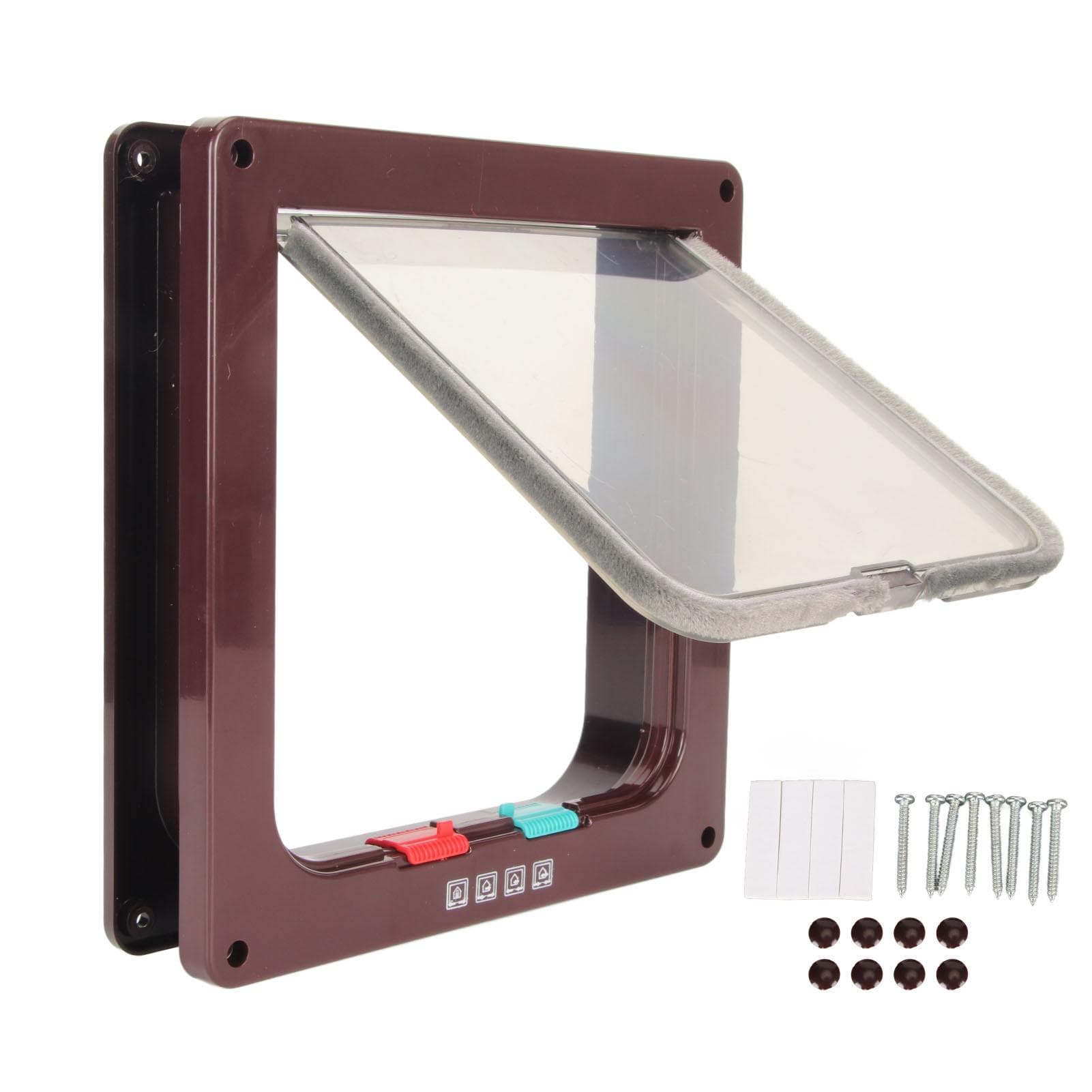 Cat Flap Door 4 Way Locking Easy Installation Weatherproof Pet Doors for Interior Exterior Doors