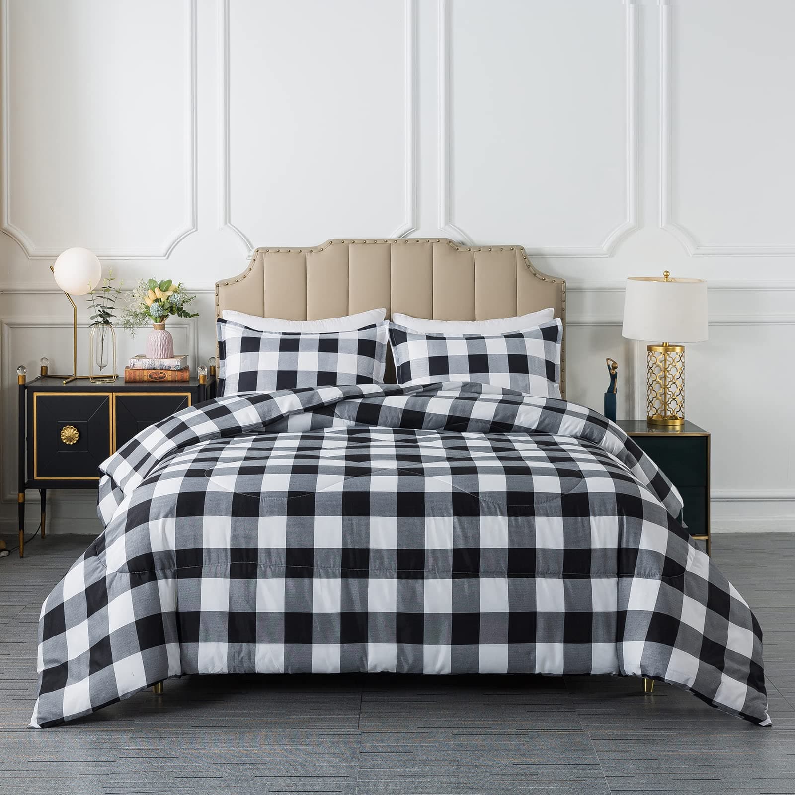 Plaid Duvet Cover Set, Striped Pattern Decorative 3 Piece Bedding Set with 2 Pillow Shams, Queen King Full Size, Home Decor US King(264x228cm)