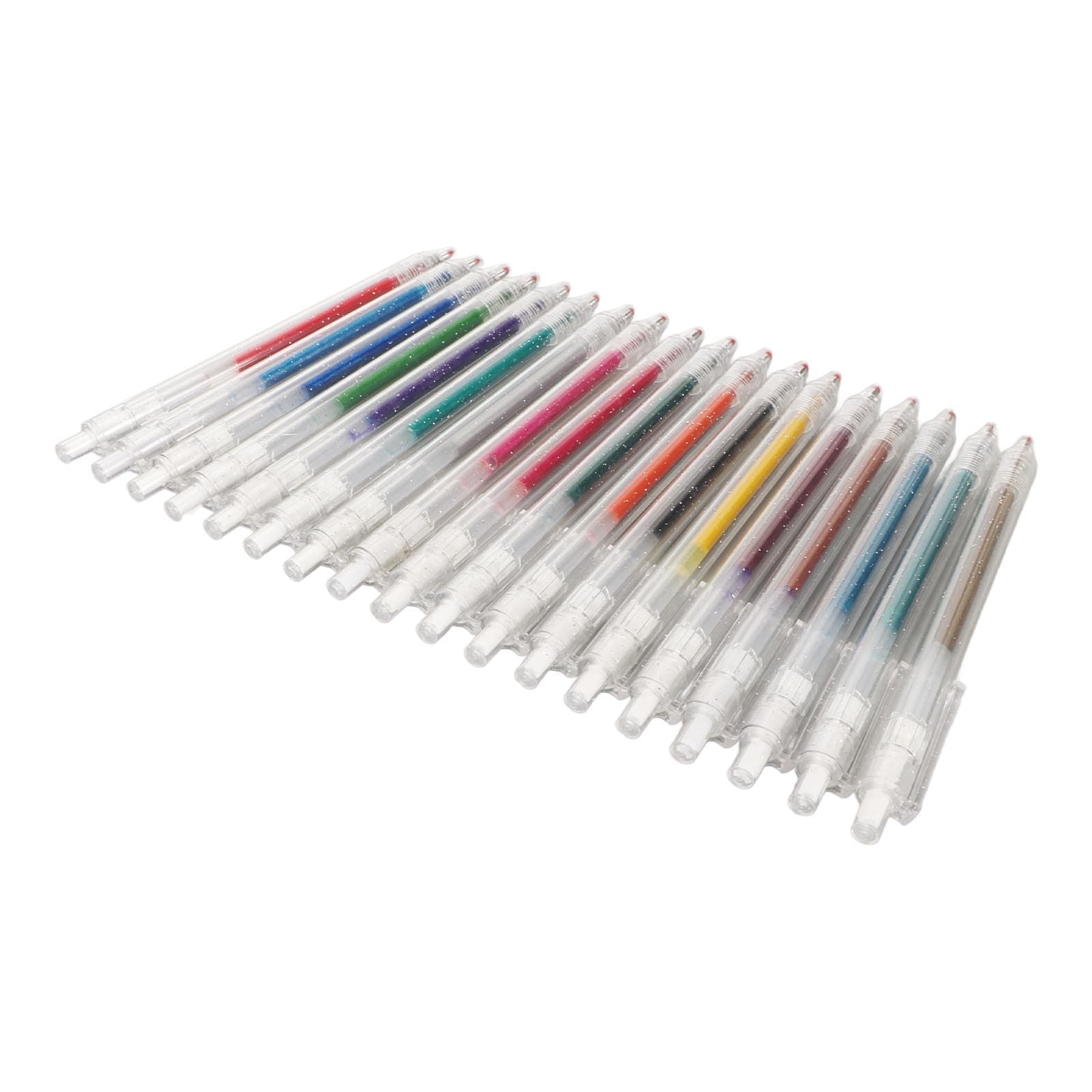 Glitter Retractable Gel Pens Transparent Pen Holder 1.0 mm Ink Glitter Colored Pens Set with Pen