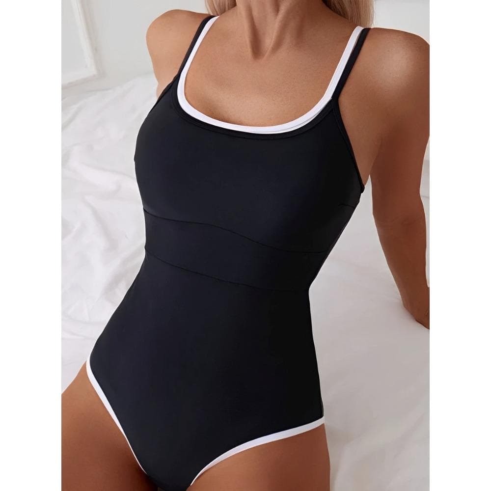 2026 Sexy Strappy Swimsuit One Piece Black Swimwear Female Solid Bathers Bathing Swimming Swim Suit Beachwear XL black