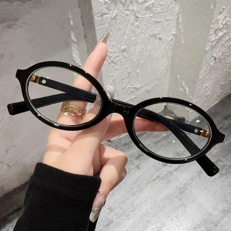 Retro Oval Frame Women Glasses Empty Frame Ultra Light Fashionable Neutral Simple Durable Eyewear Holder