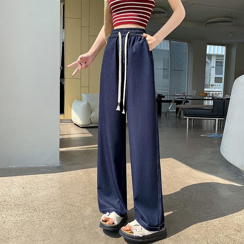 Jeans Women's High Waist Pants Summer Loose Thin Straight Pants Skinny Wide Leg Pants 2XL