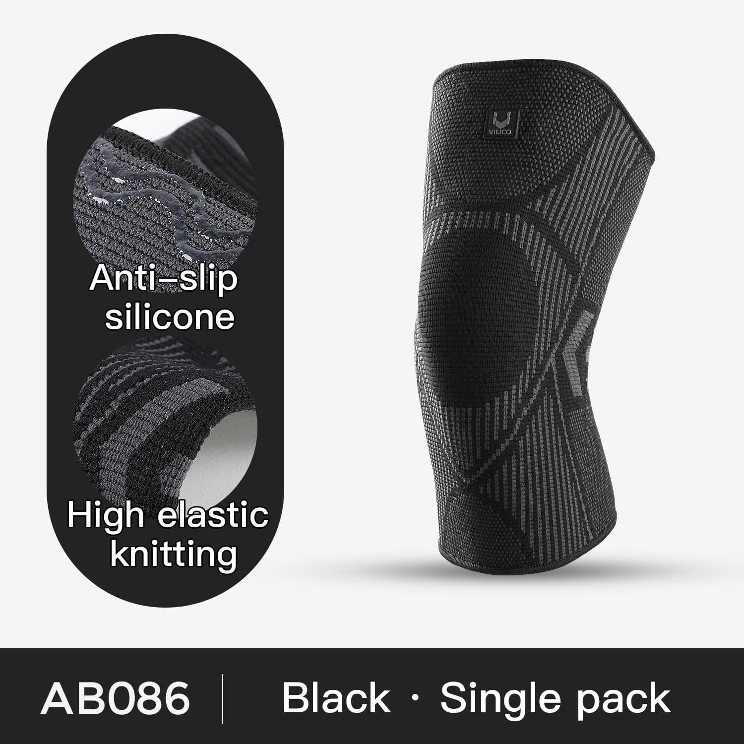 Professional Knee Support Compression Sleeve Anti Slip Silicone Brace For Knee Pain Meniscus Tear Relief M