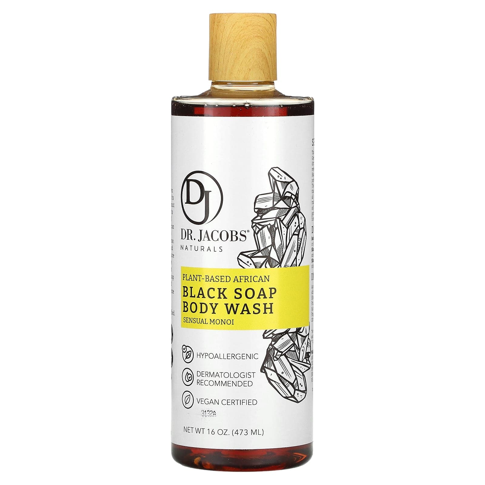 Dr. Jacobs Naturals, Botanical African Black Soap Body Wash, Sensual Monoi, 16 oz (473 ml)