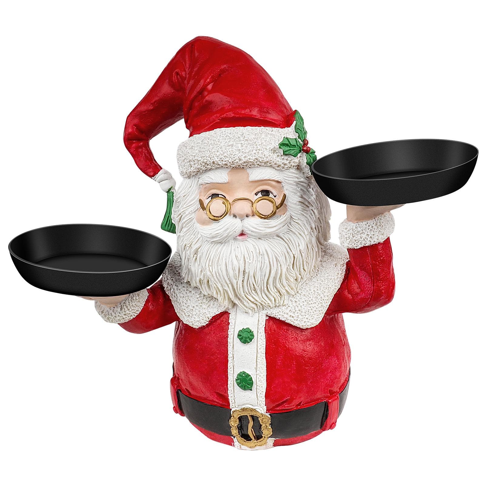 Christmas Snowman Treats Holder Santa Holding Tray Fruit Bowl Rack Resin Home Party Food Snack