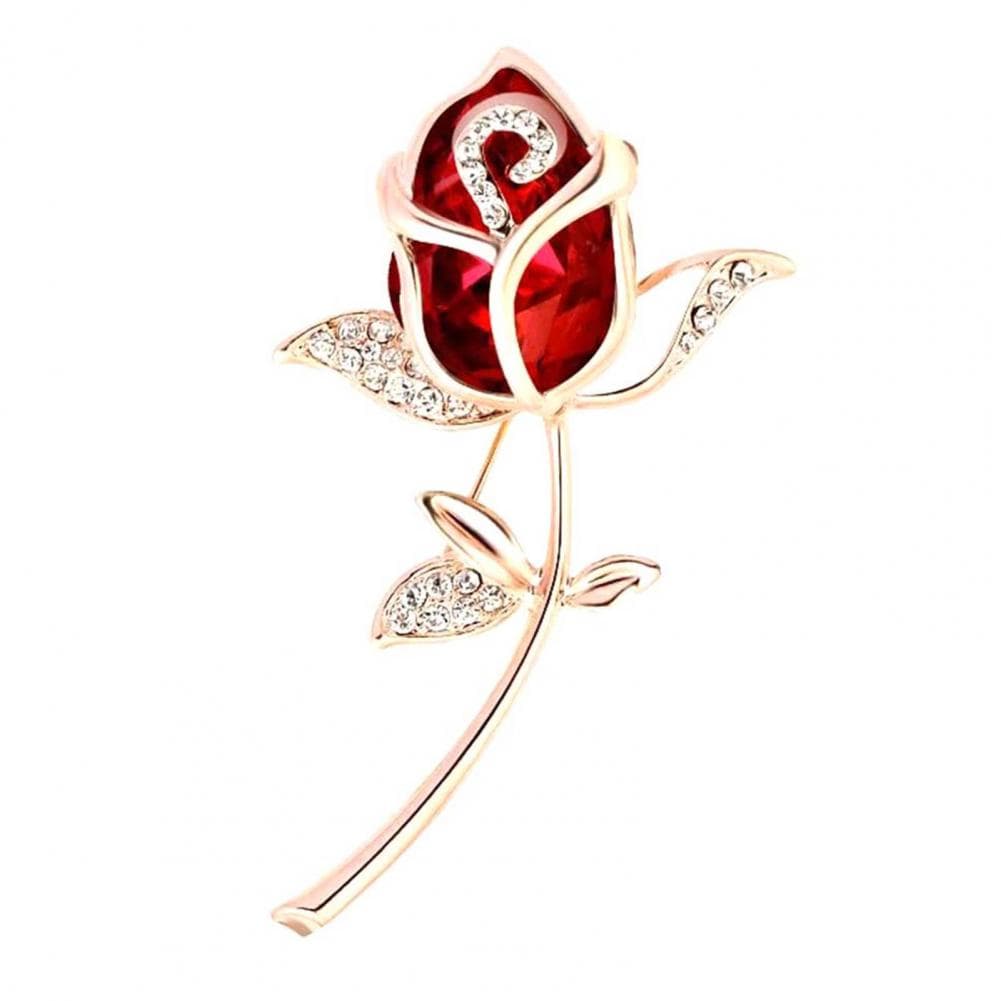 Brooch Stylish Rose Flower Design Alloy Women Girls Button Brooch for Bouquet red
