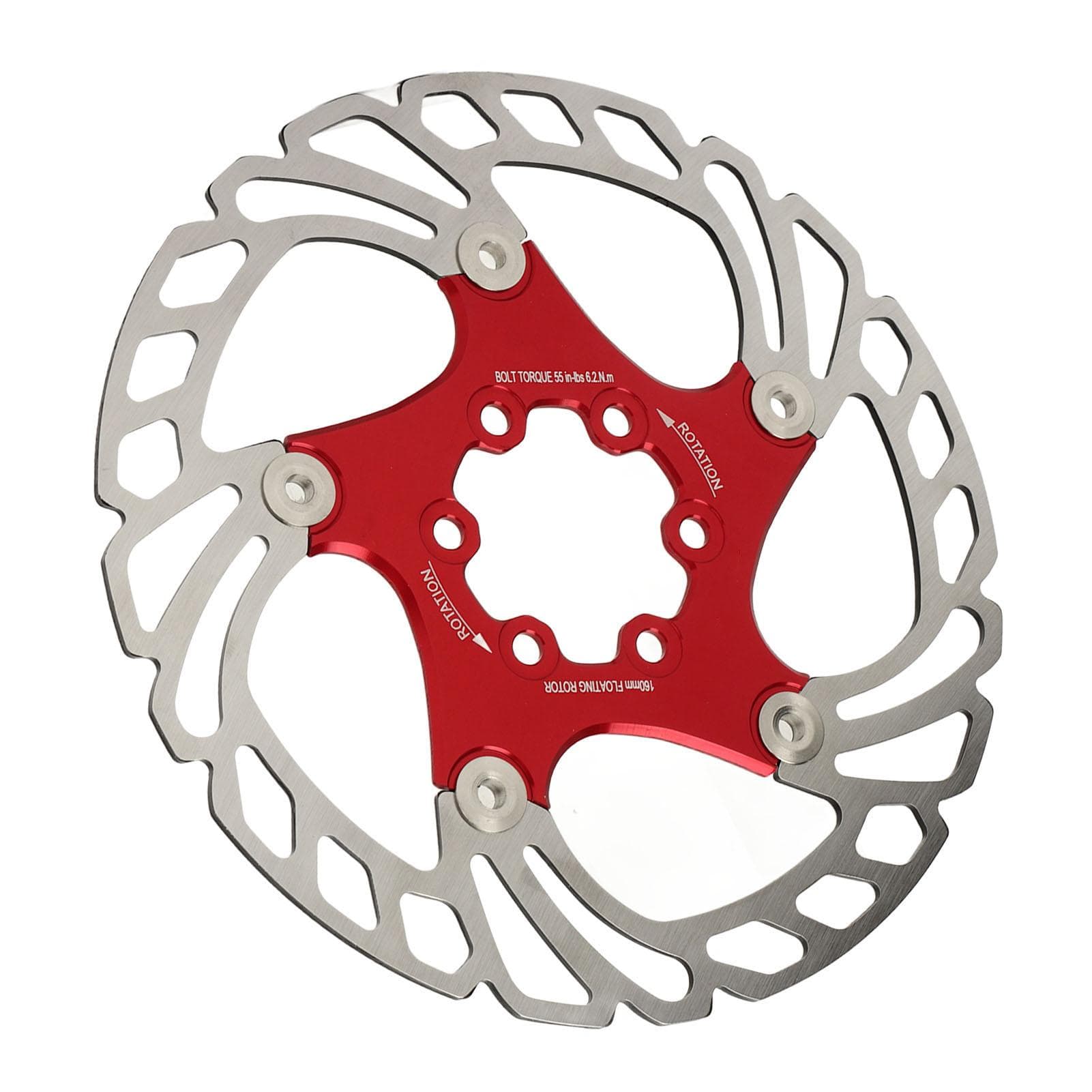 Road Bike Brake Disc with 6 Bolts Large Hollow Red Bike Floating Brake Disc for Replacement