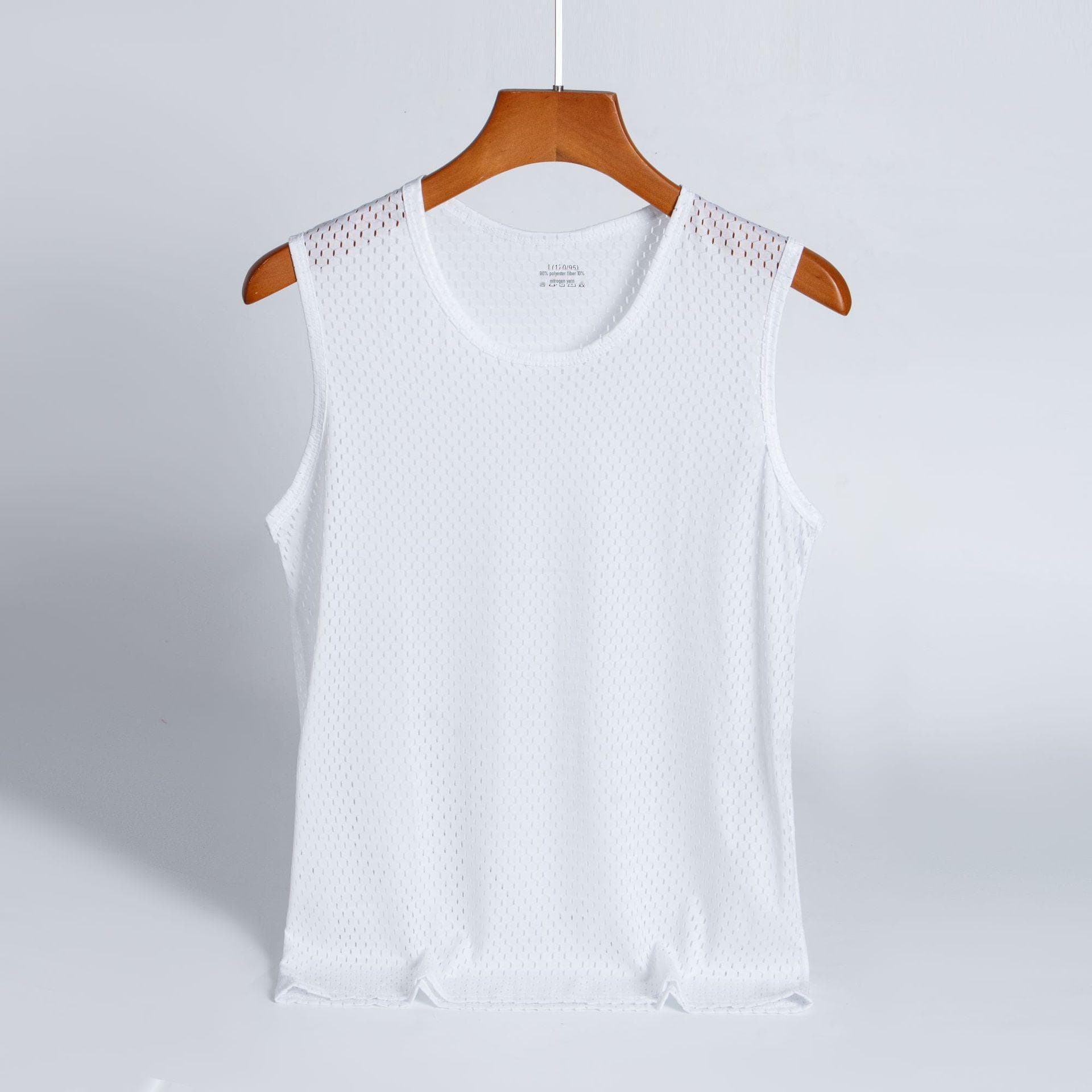 Men's Ice Silk Mesh Sleeveless Vest - Sweat-Absorbent, Loose Fit Fitness Shirt 2XL white