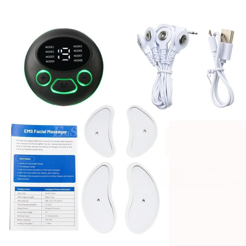 Cross border new EMS facial massager pulse low-frequency crescent beauty instrument V-face tightening facial muscle stimulator
