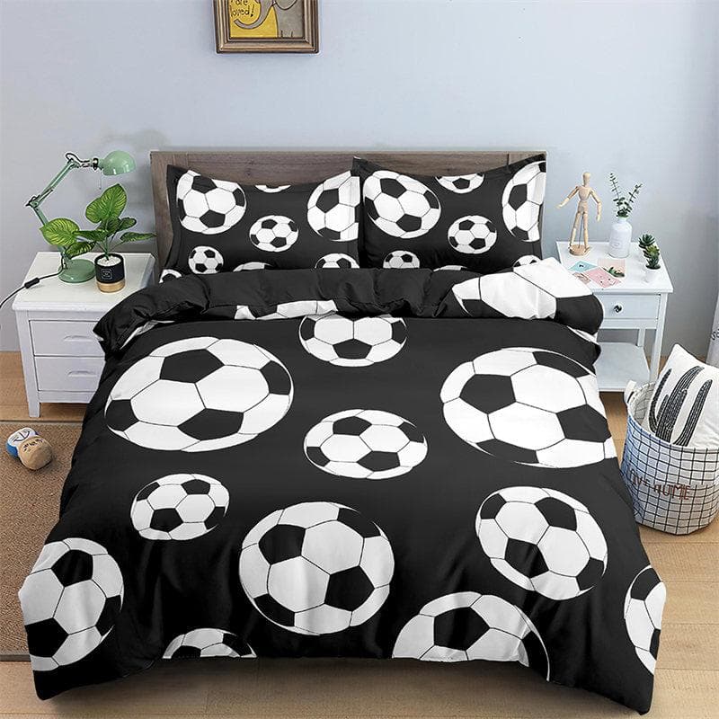 Special 3D Colorful Graffiti Football Bedding Set For Boys Teen Microfiber Duvet Cover Set Bedroom Decor Ball Sports Quilt Cover EU single(135x200cm)