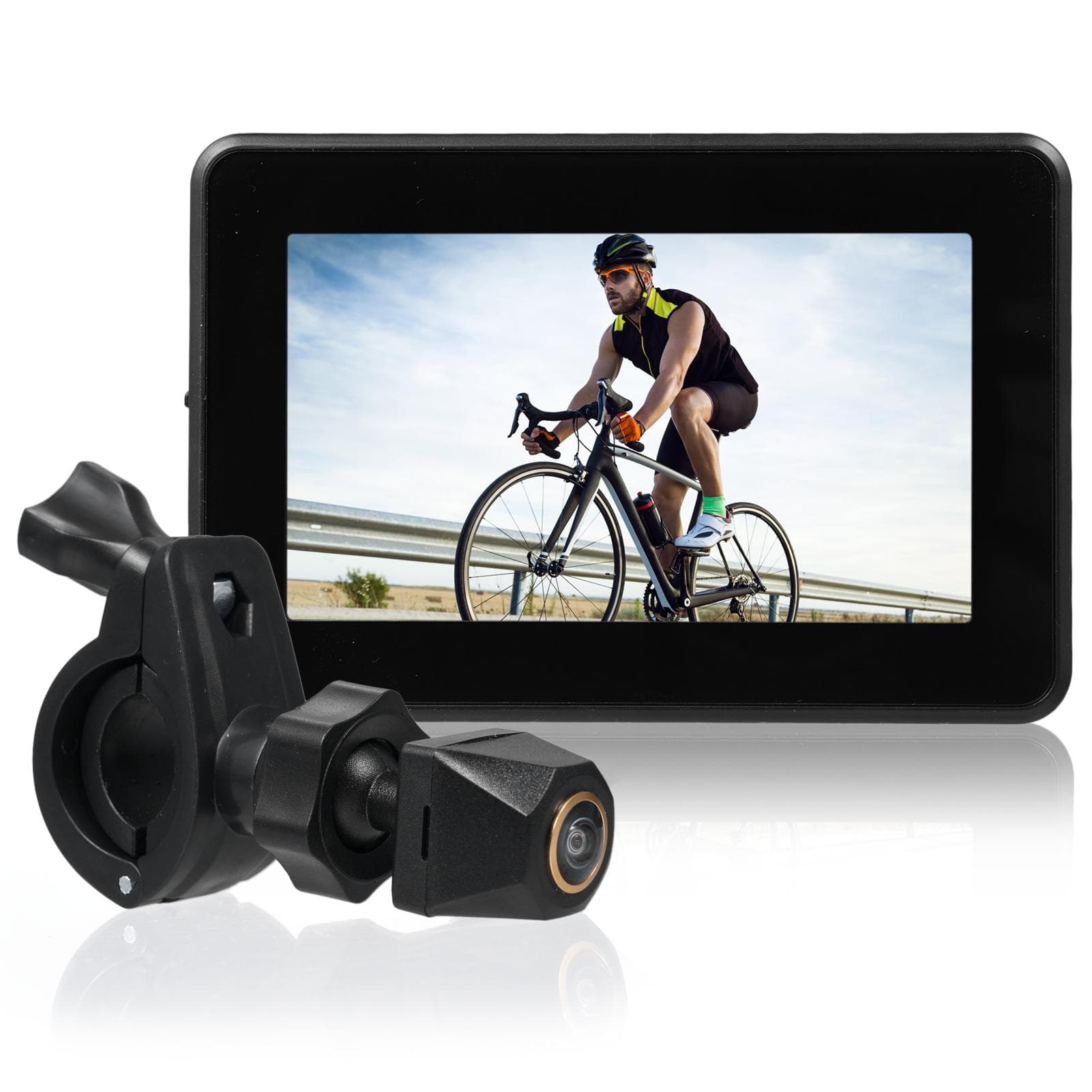 Handlebar Bike Mirror, 1080P Bicycle Rear View Camera with 4.3 Screen Night Vision Function, 110° black