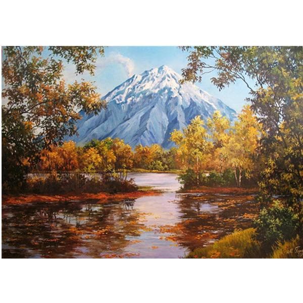 DIY 5D Full Circle Diamond Painting Diamond Embroidery Landscape Set Picture Cross Stitch 20X30CM light blue