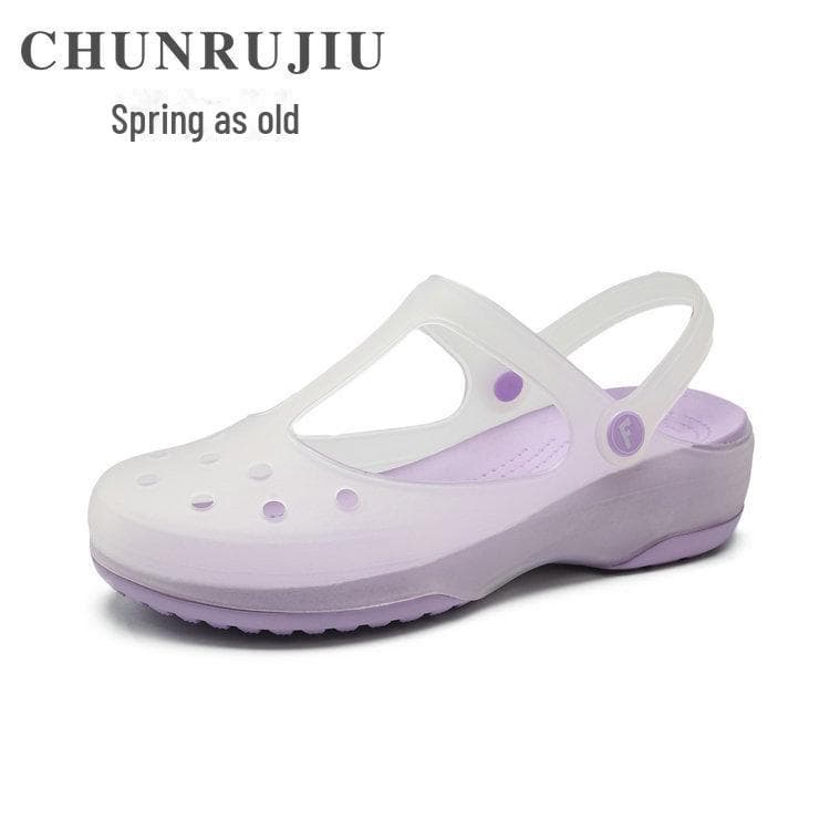 Mary Jane Women's Non-Slip Beach and Nurse Shoes - EVA Sole & TPU Upper, Eco-Friendly Jelly Sandals 35 standard purple