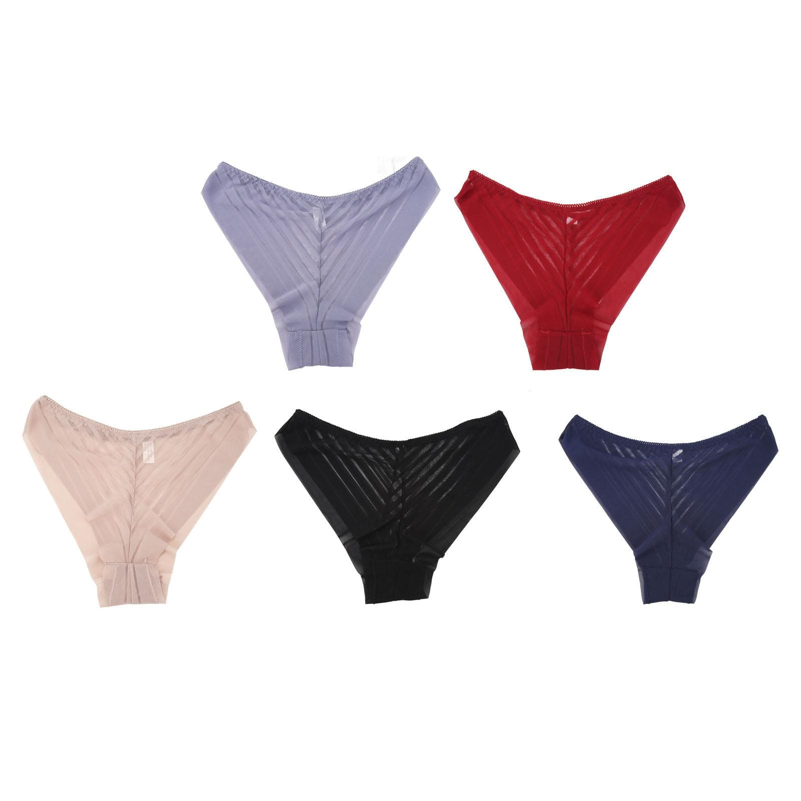 Women Seamless Underwear Hollow Mesh Plus Size Panties Lace Mesh Cotton Mid Rise Underwear Set 5pcs L 88.2?132.3lb