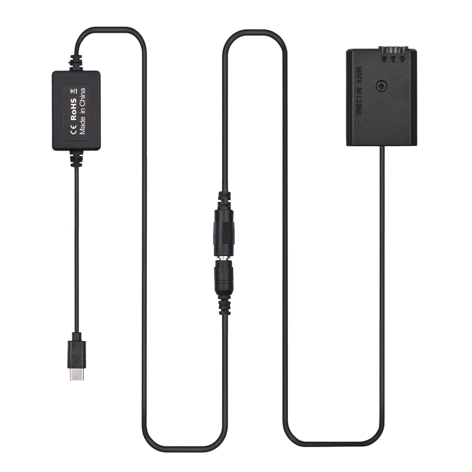 PD USB Type-C Cable to NP-FW50 Dummy Battery DC Coupler Replacement for Sony A7S2 A7S A7 II R RII black