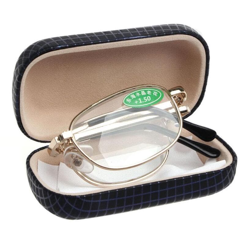Foldable Metal Full Frame Reading Glasses Case Eyeglass +1.00 To +4.00 1Set +1.50