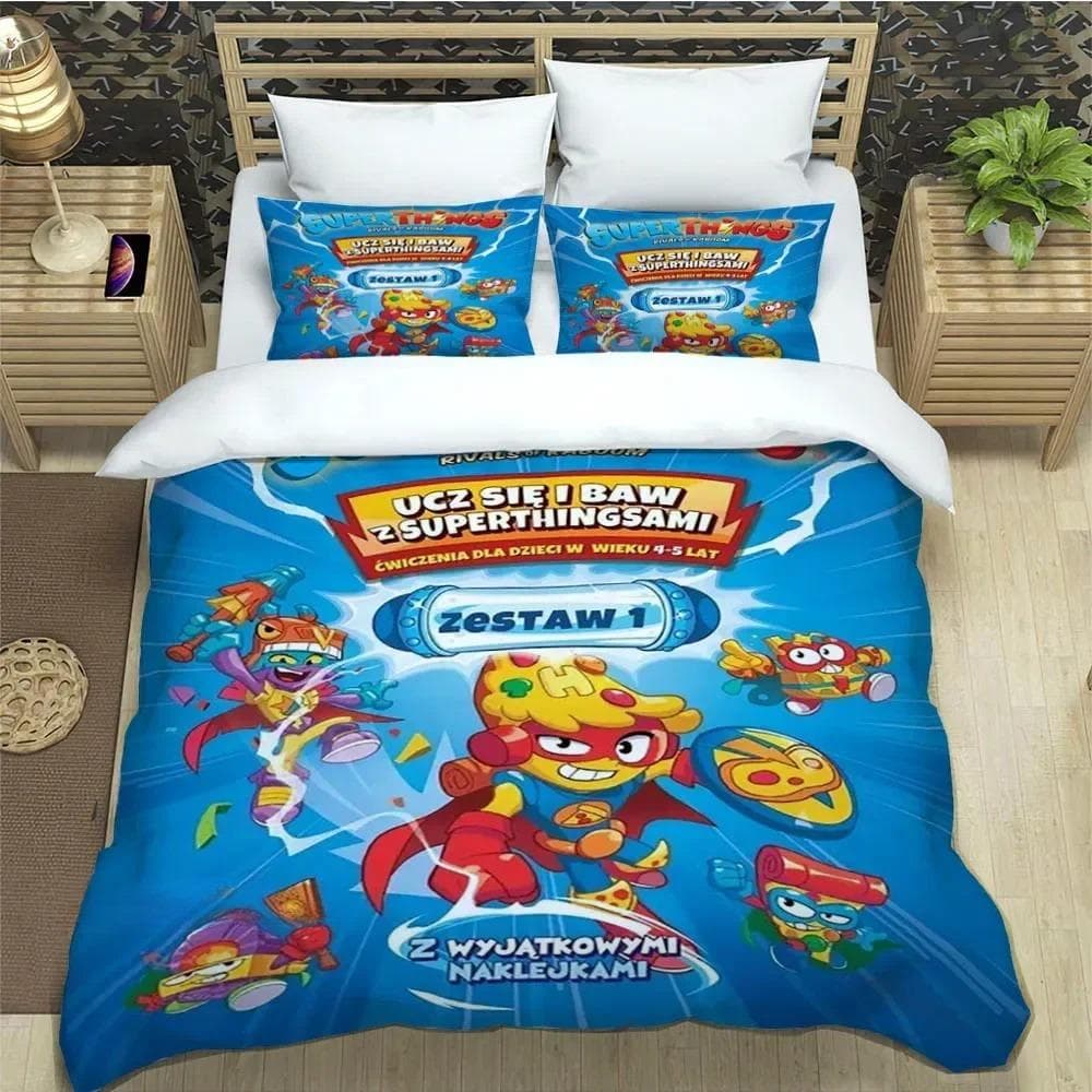 Cute cartoon Super Zings Bedding Sets exquisite bed supplies set duvet cover comforter set bedding set luxury Birthday Gift 140x210cm 2pcs