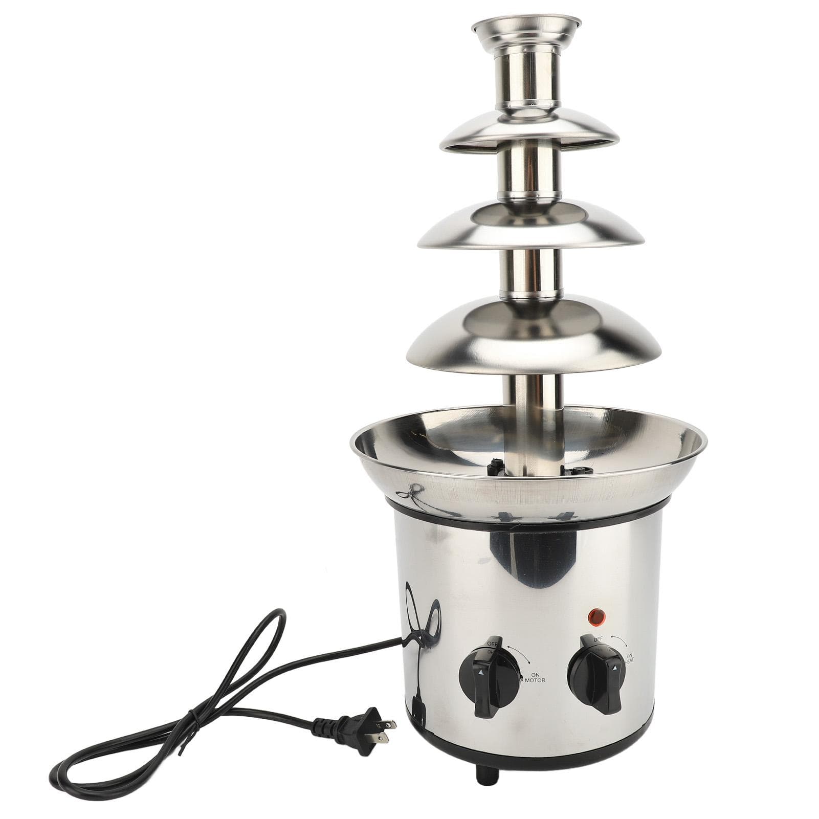 4 Tier Electric Chocolate Fondue Fountain Machine for Parties Stainless Steel Quiet Operation L