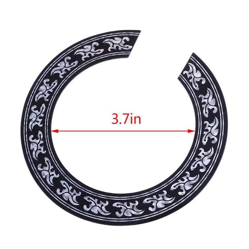 Sound Hole Rose Decal Sticker For Acoustic Classical Guitar Parts Black+Silver 94MM