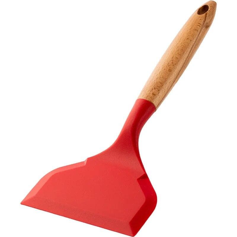 Silicone Spatula Cooking Utensils Beef Meat Egg Kitchen Scraper Wide Pizza Cooking Tools Shovel Non-stick Spatula Kitchenware red
