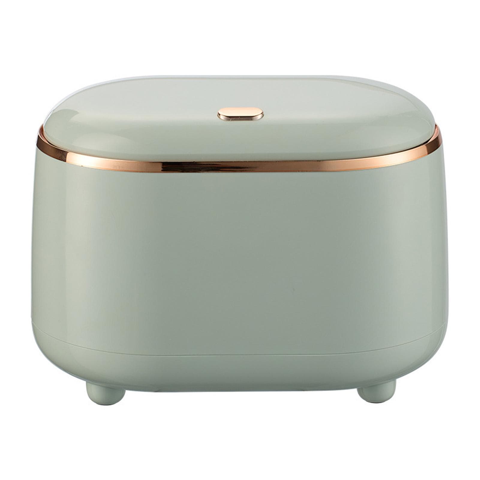 Mini Trash Can with Press Type Lid Plastic Oval Tiny Desktop Countertop Waste Garbage Bin Or Home light green