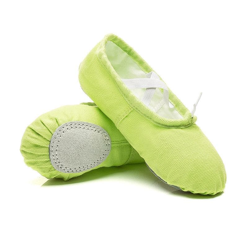 Canvas Dance Shoes Soft Sole Exercise Girl Cat's Claw Shoes Gymnastics Yoga Shoes Children Ballet Dance Shoes 38 fluorescent green