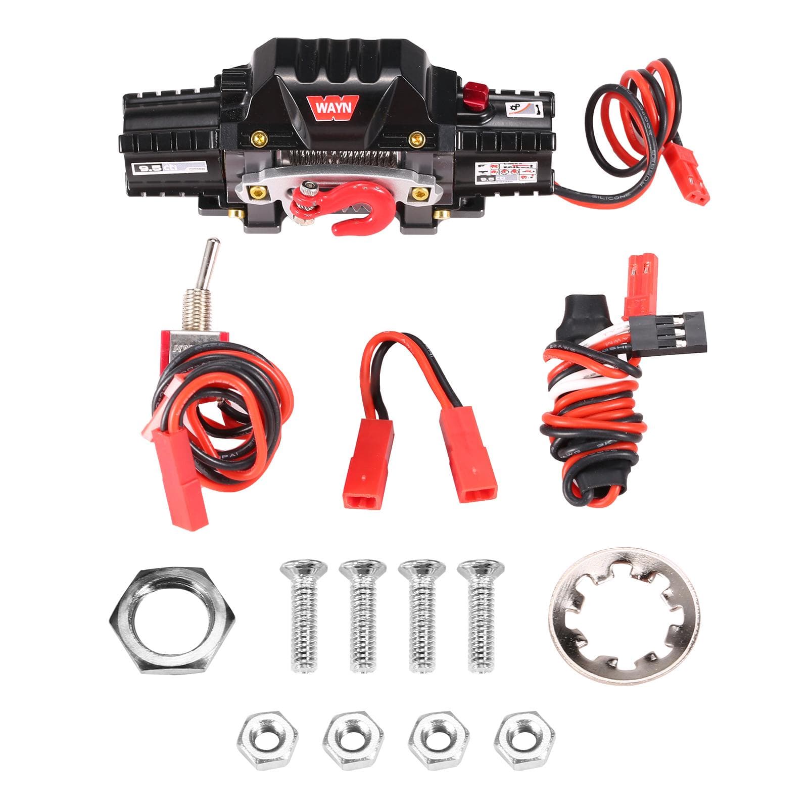 RC Car Dual Motors Metal Winch RC Car Metal Winch Large Load Capacity Winch with CH3 Connecting Line and Manual Controller for 1/8 1/10 RC Crawler Car Type 1