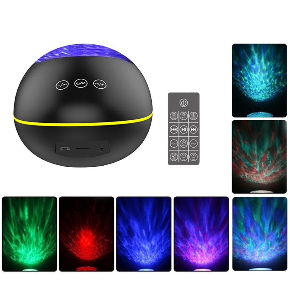 Remote Control Ocean-Wave Projector Light with 8 Lighting Modes Brightness Adjustable BT Music black
