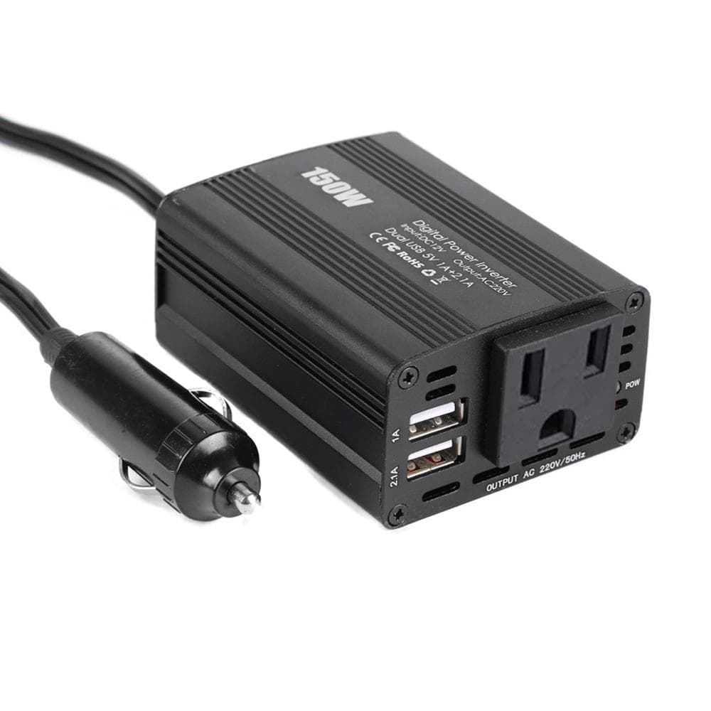 150W Car Inverter 12V to 110V Modified Sine Wave Power Converter Automobile Electrical Inverter black