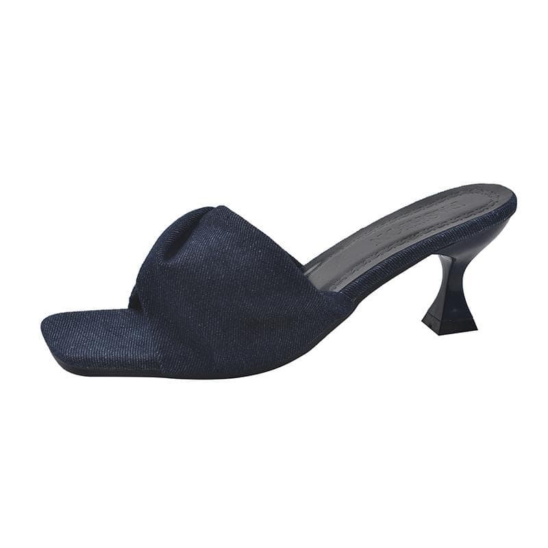 Fashion Women Slippers 2024 Summer New Square Low Heel Shoes Fashion Brand Ladies Elegant Slides Outdoor Casual Sandals Women Sandals 41 blue